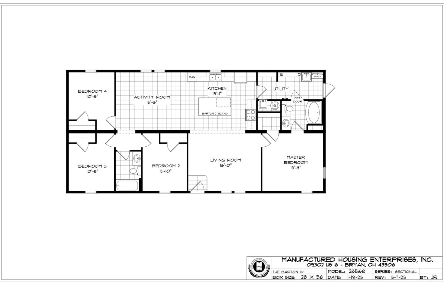 "The Barton IV" Plan 28568, Mansion Sectional